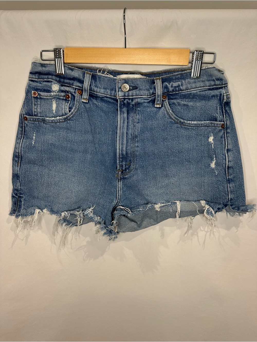 Abercrombie & Fitch Distressed Blue Denim Jean Shorts